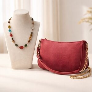International Concepts  hand bag &  Lia Sophia vintage colorful beaded necklace